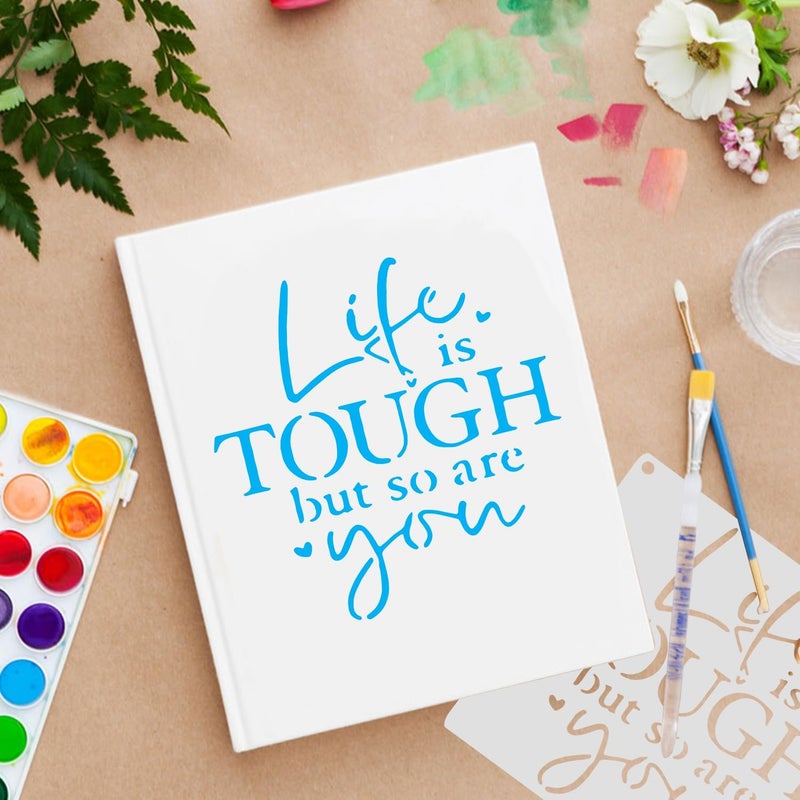Resflyar 20 PCS Artistic Word Stencils, 4 Inch Inspirational Word Reusable Plastic Paint Templates, Quote Phrase Sayings Stencils Set for Painting on Wood Wall Canvas Fabric Paper Home Sign Furniture Canvas - Image 3